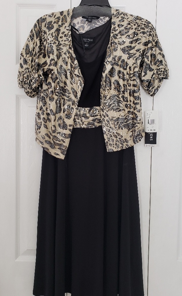 2 PC Dress with animal print jacket